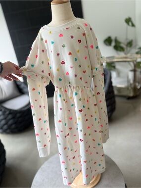 Cat & Jack White Heart Print Long Sleeve Dress
